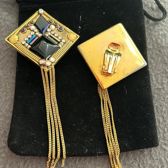 Vintage Marena Onyx & Gold Handmade Earrings-Boutique - Picture 6 of 6